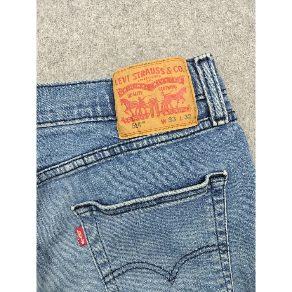 Levi's 514 Jeans Mens 33x32 Blue Medium Wash Regular Straight Stretch Denim